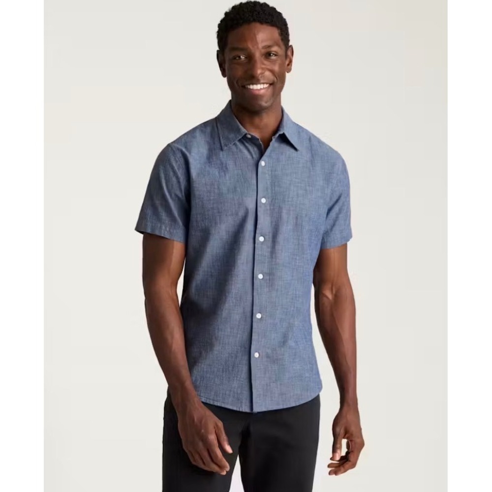 Bonobos Stretch Riviera Shirt Mens XL Standard Fit Blue Short Sleeve Button Down